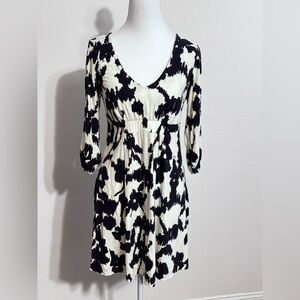 CAbi Black and White Long Sleeve Dress